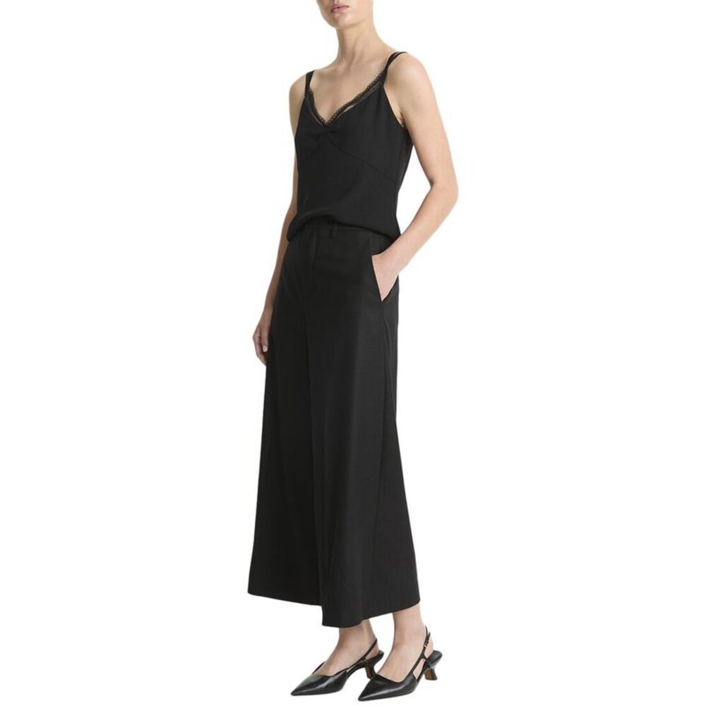 Vince Womens  Mid-Rise Brushed Flannel Wool-Blend Culotte, Black - Picture 3 of 4